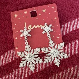 Silver Snowflake Dangle Earrings